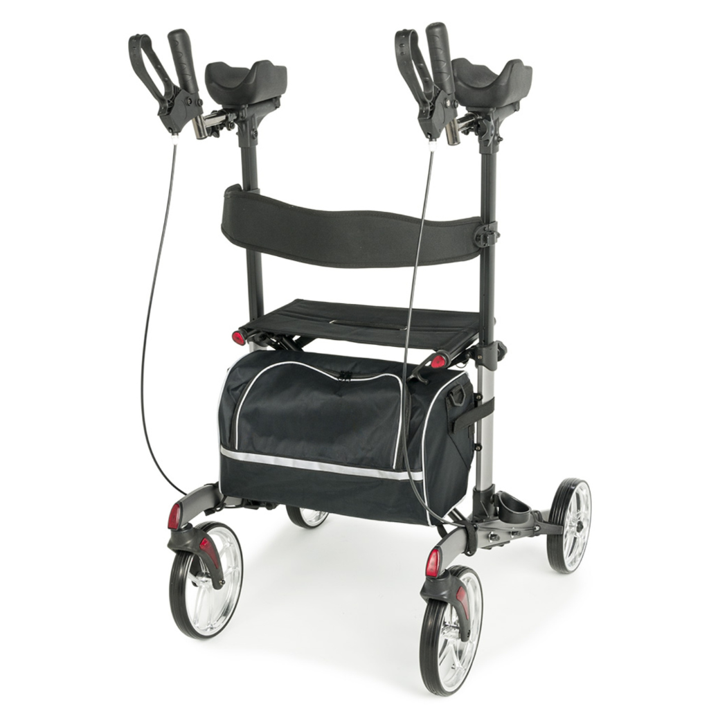 Lumex upright rollator walker with seat for elderly mobility support