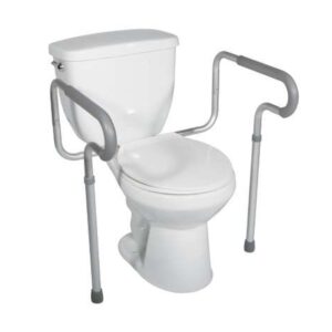 Drive Medical Toilet Safety Rail – Toilet Safety Frame with Height and Width Adjustable Arms, 300 lb Capacity