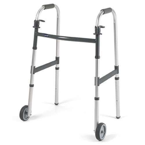 invacare walkers with wheels I-Class Junior Paddle Walker with 5-inch fixed wheels, lightweight design, and adjustable height