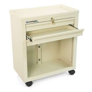 Lakeside BV06 Super Saver 3-Drawer Bedside Cart – Beige, Three 2-3/4" Drawers, Removable Plastic Top Tray, 29" H