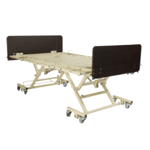 Bariatric hospital bed with expandable width and 750 lb weight capacity