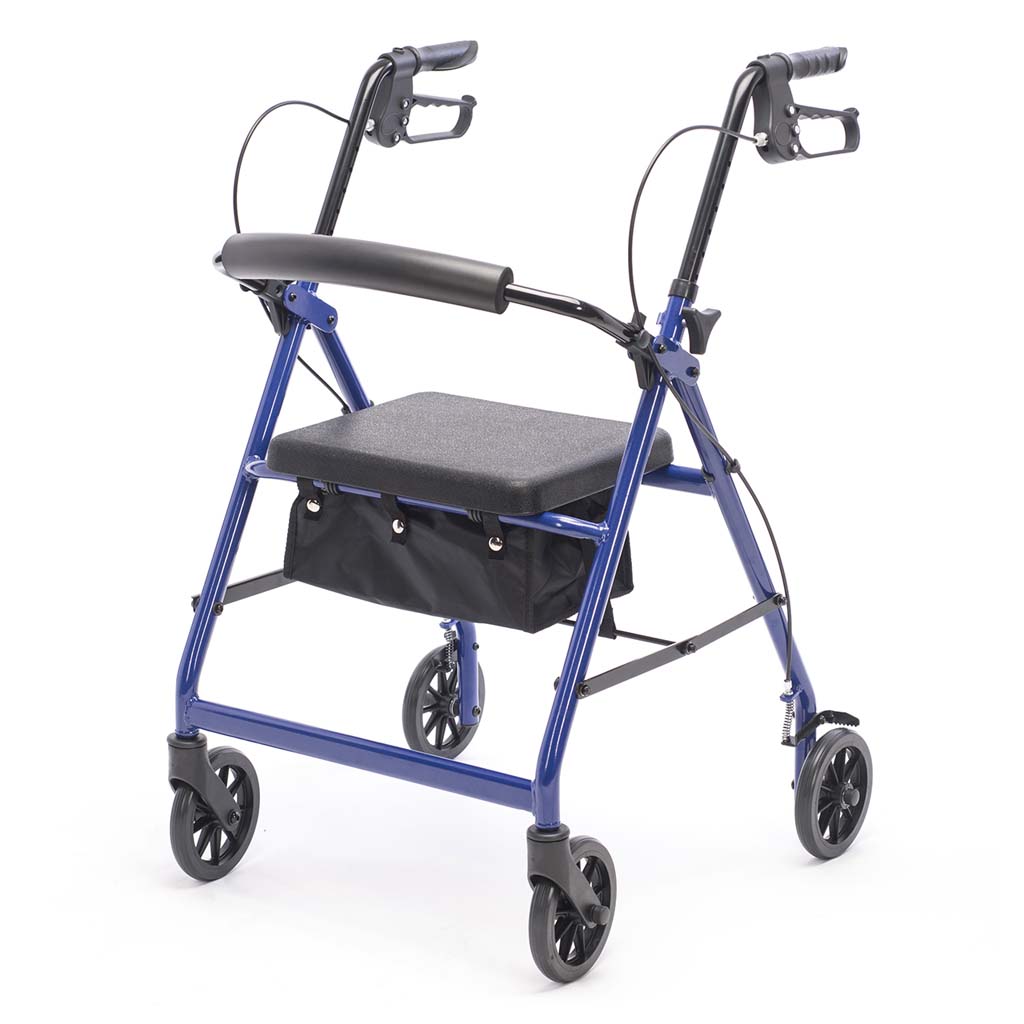 Protekt Steel Rollator KD – Mobility Walker with Seat and 6 Inch Wheels