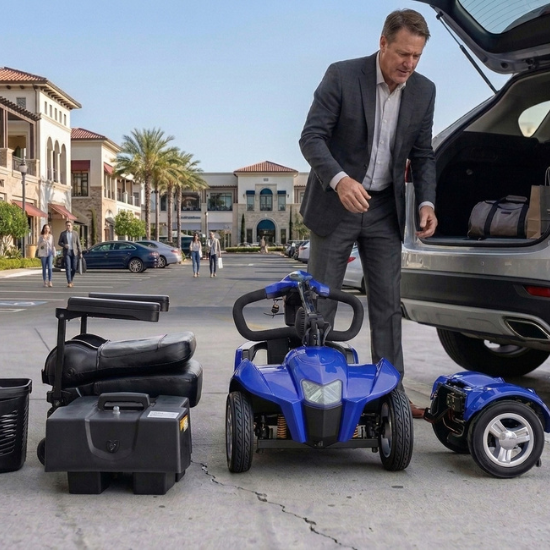 EV Rider CityCruzer Outdoor Mobility Scooter with Suspension – Portable Electric Travel Scooter 2 City Cruzer 4 wheel mobility scooter disassembled City Cruzer 4 wheel mobility scooter disassembled