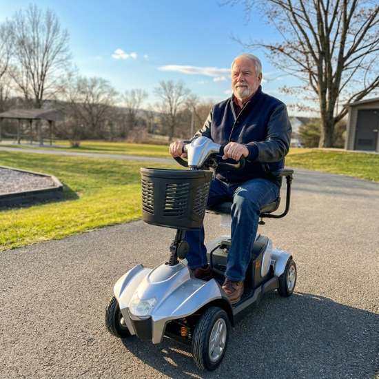EV Rider CityCruzer Outdoor Mobility Scooter with Suspension – Portable Electric Travel Scooter 5 City Cruzer 4 wheel mobility scooter outside City Cruzer 4 wheel mobility scooter outside