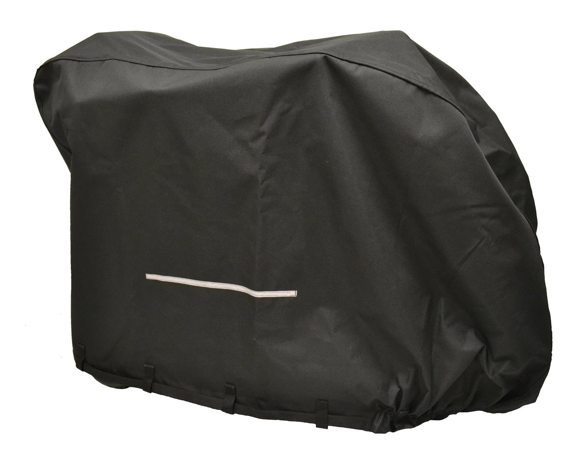 Heavy duty scooter cover for travel, shown from the side