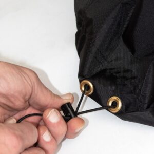 Drawcord with cord lock on a Diestco powerchair storage cover