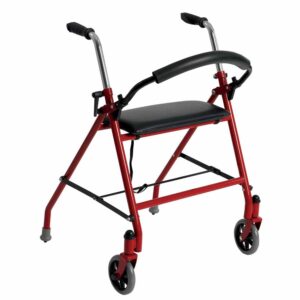 Drive Medical Dual Release Folding Walker with Wheels and Seat Adjustable Height - Image 1