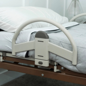 Bed handle assist for hospital beds with dual removable support handles, 500 lb capacity, organizer pouch, and phone holder