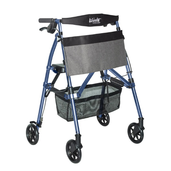 Stander EZ Fold-N-Go Wonder lightweight rollator walker with seat, folding frame and storage basket