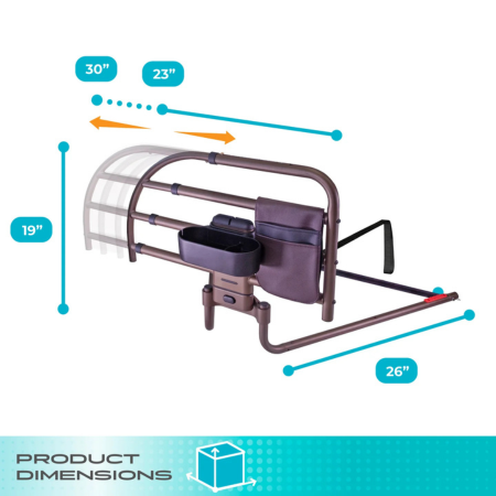 Stander Click Extendable Bed Rail for Seniors & Adjustable Beds 2 Extendable bed rail sizes Extendable bed rail sizes