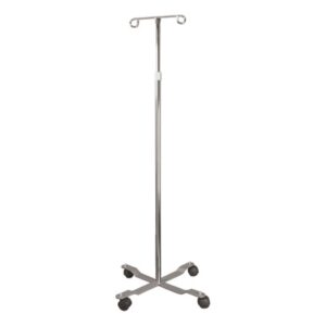 Grafco Select Care 2-Hook Adjustable IV Stand – Durable Chrome-Plated, 5-Leg Base with Smooth Mobility - Image 1