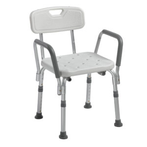 Drive Medical Bath Bench Padded Removable Arms Aluminum Frame With Backrest 16 Inch Seat Width - Image 1