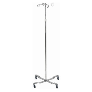 Drive Medical IV Pole 2-Hook 4-Leg Chrome Plated Steel with Weights