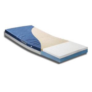 McKesson therapeutic mattress with antimicrobial cover and heel taper zone for enhanced patient comfort and safety.