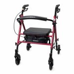 Lightweight rollator walker with padded seat and folding aluminum frame