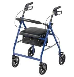 McKesson 4 Wheel Rollator Blue Adjustable Height Aluminum Frame