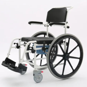 Rolling Shower Commode Wheelchair with 24" Rear Wheels 2 Rolling shower commode wheelchair with 24-inch rear wheels and drop arms