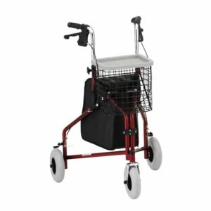 Nova Ortho-Med 3 Wheel Rollator Traveler® Red - Image 1