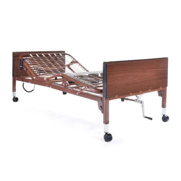 Adjustable medical bed for home with safety rails