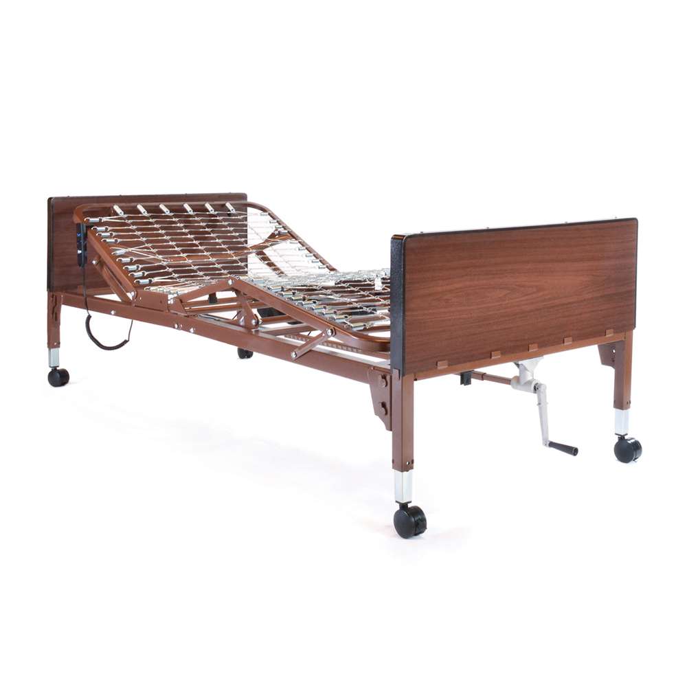 Adjustable medical bed for home with safety rails