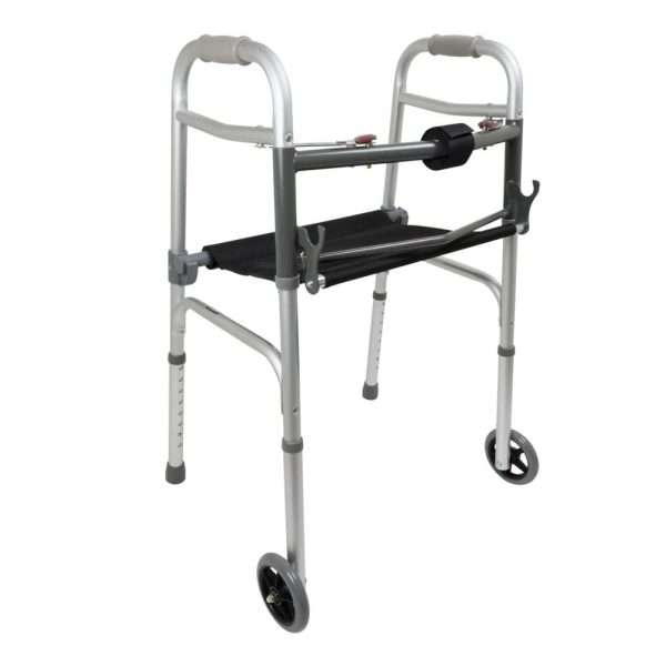 ProBasics Two-Button Walker with folding Seat and Wheels