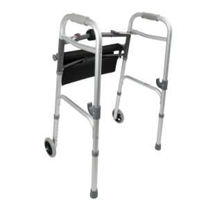 ProBasics Two-Button Folding Walker With Folding Seat Wheels - 2cs - Image 3