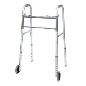 ProBasics Economy Two-Button Folding Steel Walker with 5" Wheels (Adult)