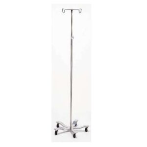 Pedigo 4-Hook IV Stand – 5-Leg All-Welded Heavy IV Pole with 2" Swivel Casters, 70 lb Overall Capacity