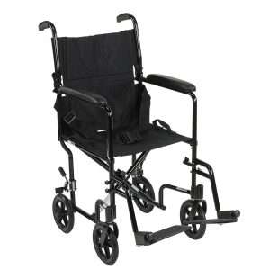 Drive Medical Lightweight Aluminum Transport Chair with swing-away footrests and composite wheels – Drive transport chair
