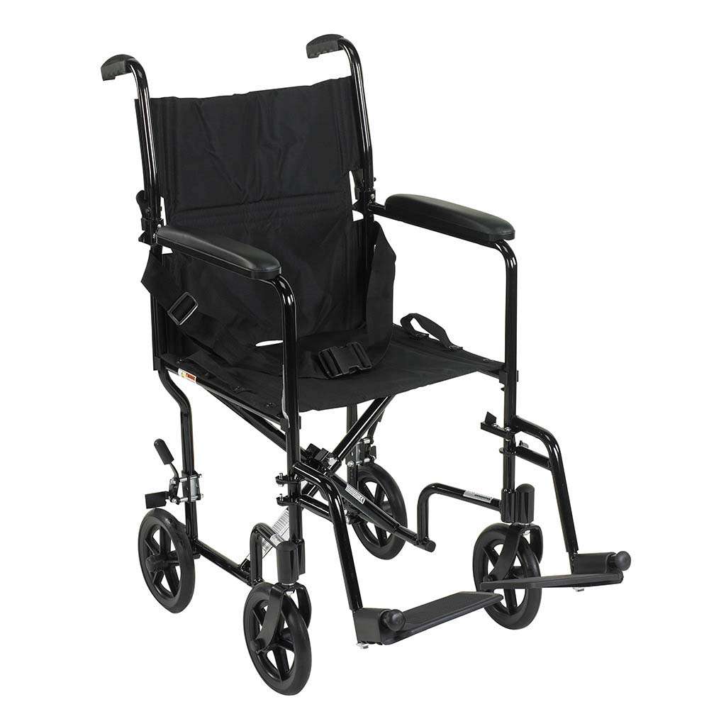 Drive Medical Lightweight Aluminum Transport Chair with swing-away footrests and composite wheels – Drive transport chair