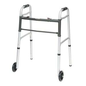 ProBasics Aluminum Two-Button Release Folding Walker With Wheels