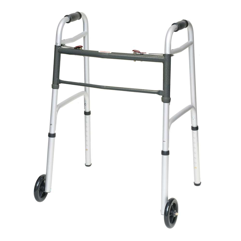 ProBasics Aluminum Two-Button Release Folding Walker With Wheels