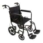 ProBasics Aluminum Transport Wheel Chair with 12" rear wheels, lightweight and foldable, ideal for patient transfers