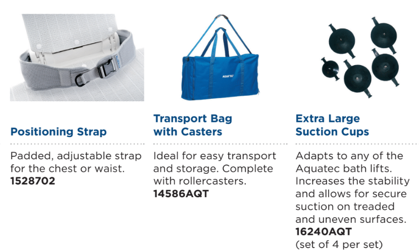 Invacare Aquatec SRB, Special Reclining Bath Lift, White 12 SRB Accessories Screenshot SRB Accessories Screenshot