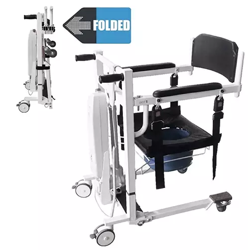 Top Medical Electric Patient Transfer Lift Chair with fixed legs being used in a shower