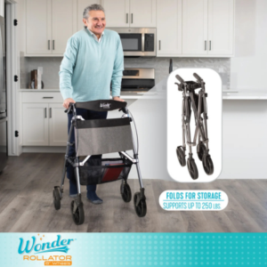 Stander Wonder Rollator Walker with Seat – Ultra-Compact Folding Walker Rollator with 8" All-Terrain Wheels - Image 5