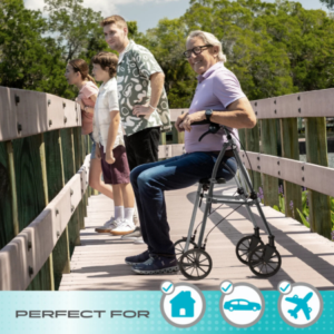 Stander Wonder Rollator Walker with Seat – Ultra-Compact Folding Walker Rollator with 8" All-Terrain Wheels - Image 4