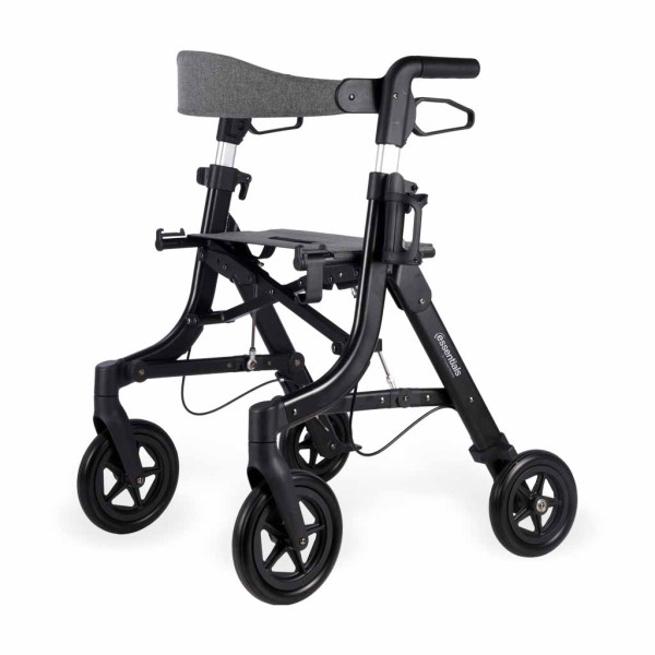 Essential Compact Lightweight Rollator Walker – foldable design, 300 lb capacity, 8 inch wheels