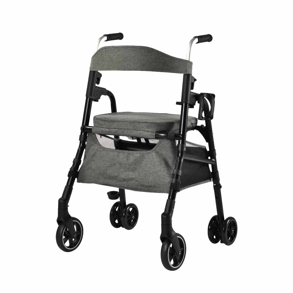 Triumph Essentials Seated Rollator – Lightweight 4-Wheel Rollator with Padded Seat and Adjustable Handles
