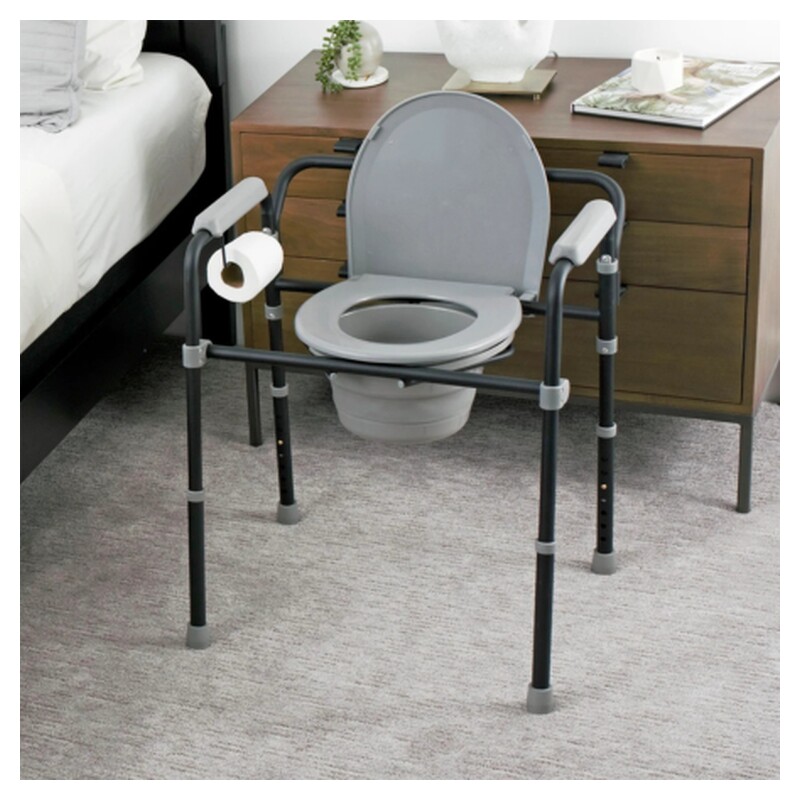 Stander Universal Bedside Commode for Elderly – 3-in-1 Commode, Shower Chair & Toilet Safety Rail