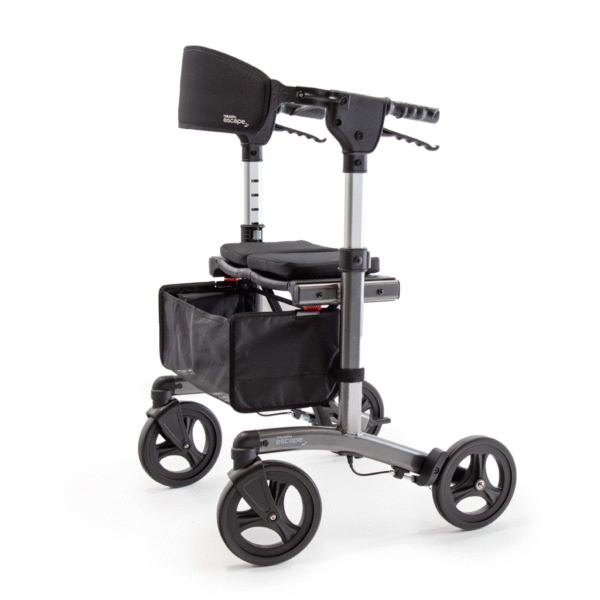 Triumph Escape Elderly Mobility Walker with Seat and Brakes – Lightweight Foldable Rollator