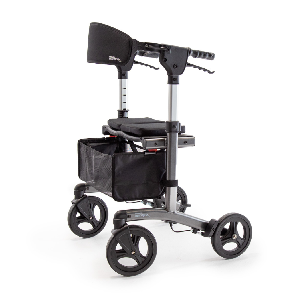 Triumph Escape Elderly Mobility Walker with Seat and Brakes – Lightweight Foldable Rollator