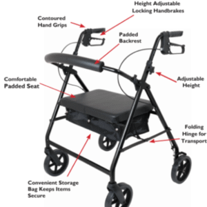 Protekt Bariatric Rollator – Heavy Duty Walker with Seat (500 lb Capacity) - Image 3