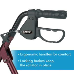 Carex Four Wheel Walker with Seat – Lightweight Aluminum Rollator - Image 6
