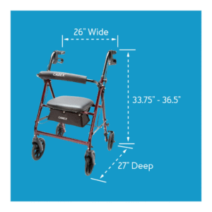 Carex Four Wheel Walker with Seat – Lightweight Aluminum Rollator - Image 4