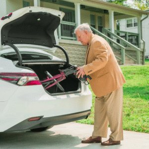 Carex Four Wheel Walker with Seat – Lightweight Aluminum Rollator - Image 3