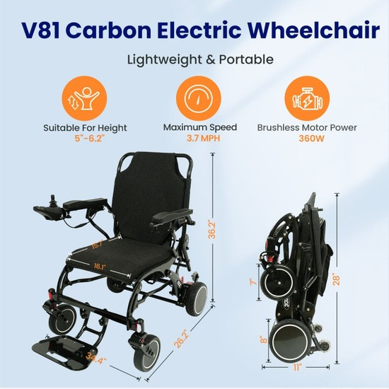 V81 electric folding wheelchair Carbon Fiber V81 electric folding wheelchair Carbon Fiber