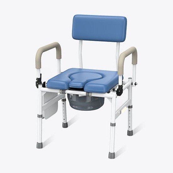 VOCIC YR11 adjustable toilet chair commode with padded seat, flip-up armrests and night light