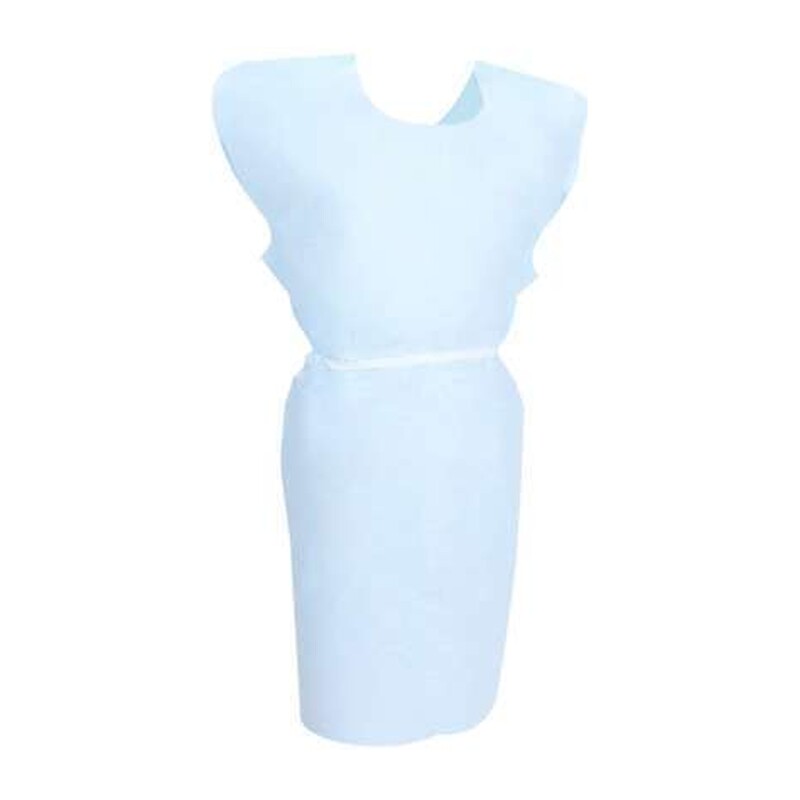 McKesson Patient Exam Gown, One Size Fits Most – Disposable Tissue/Poly/Tissue Exam Gown, 30" x 42", Waist Tie, 6 Colors, Case of 50