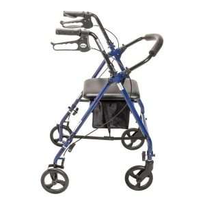 Drive Medical 4 Wheel Rollator Blue Adjustable Height / Folding Steel Frame - Image 3